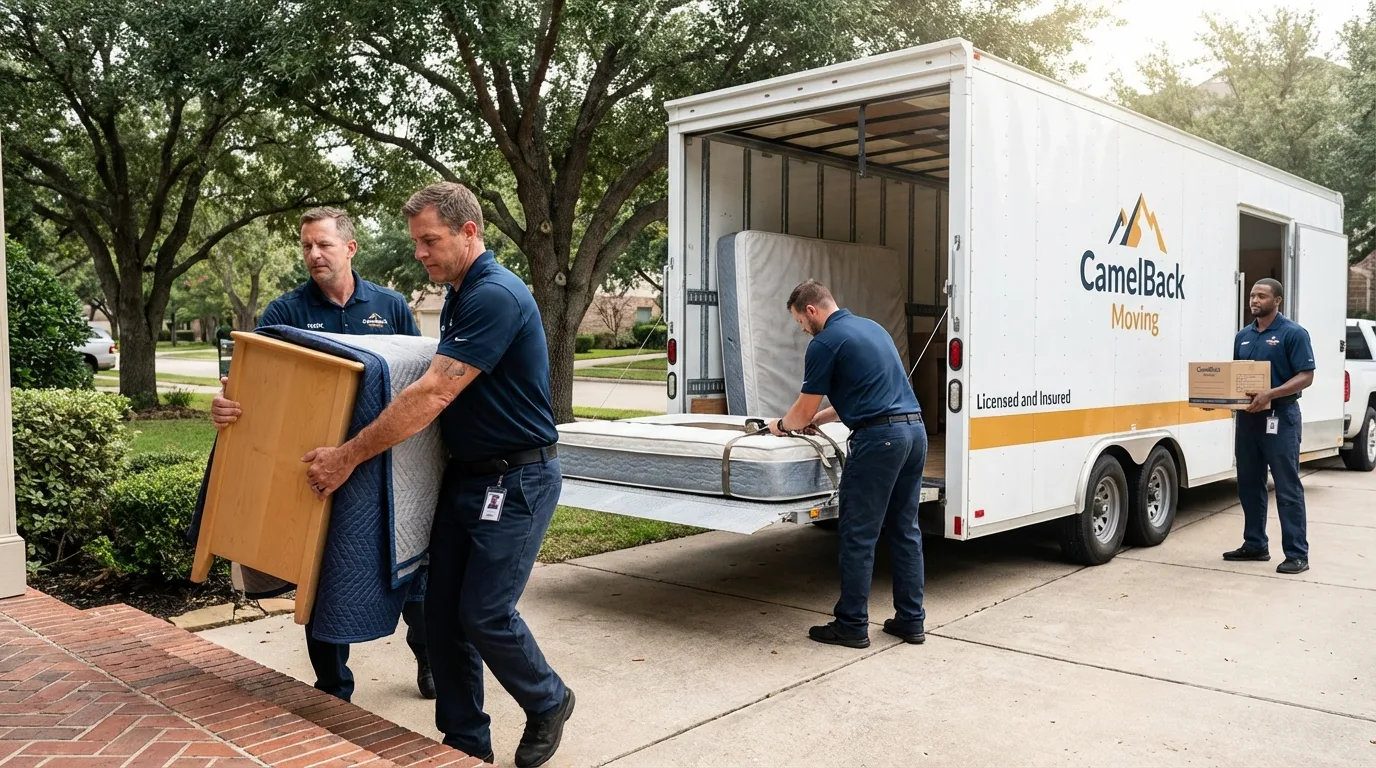 Crew loading residential truck for cross-state move from Cobb Island, MD